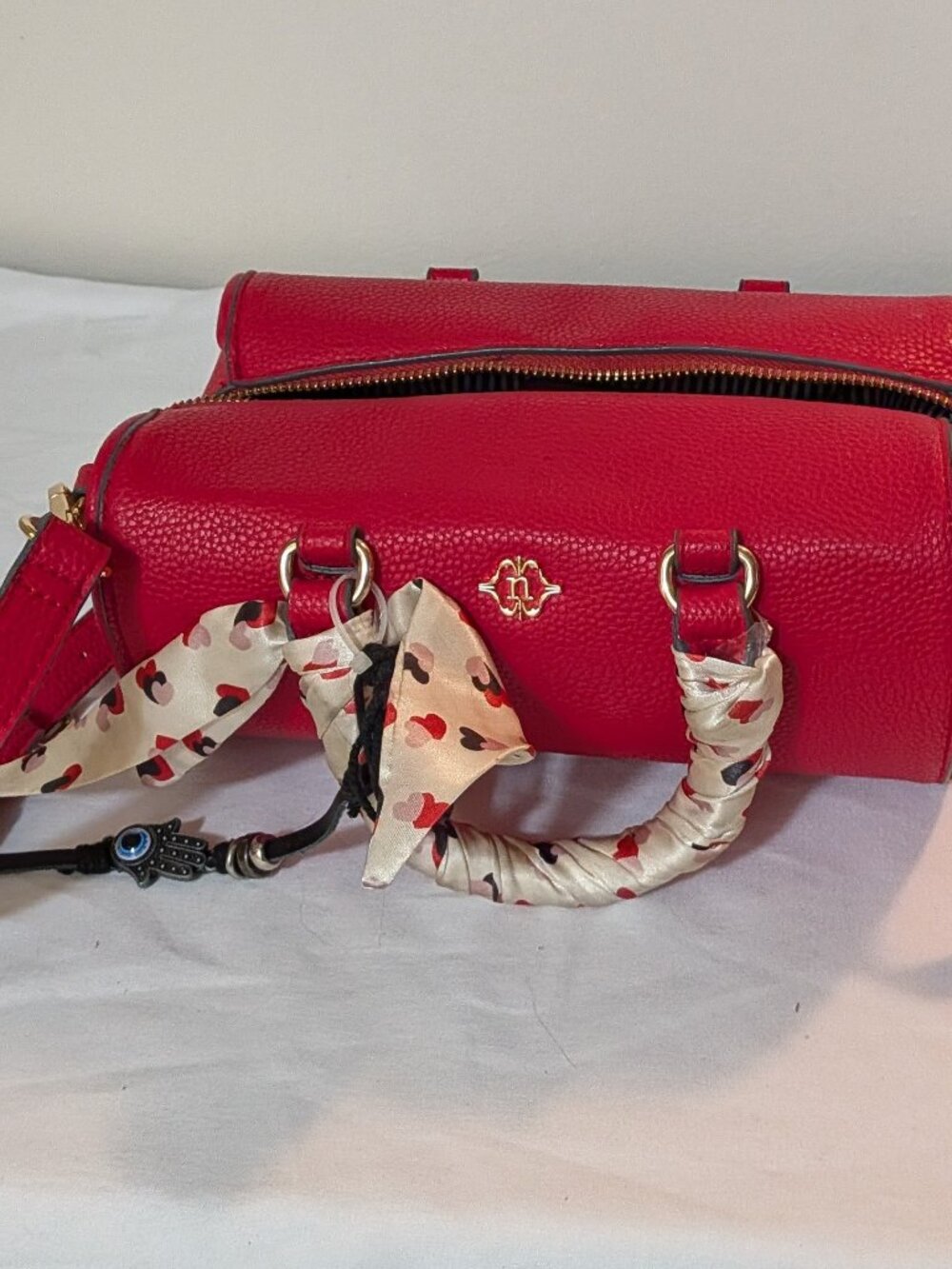 Nanette Lepore Red Heart Shaped Barrel Crossbody Bag